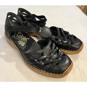 Rieker Antistress shoes Women's Size 36 / US 5 Black Closed Toe Wedge Sandal